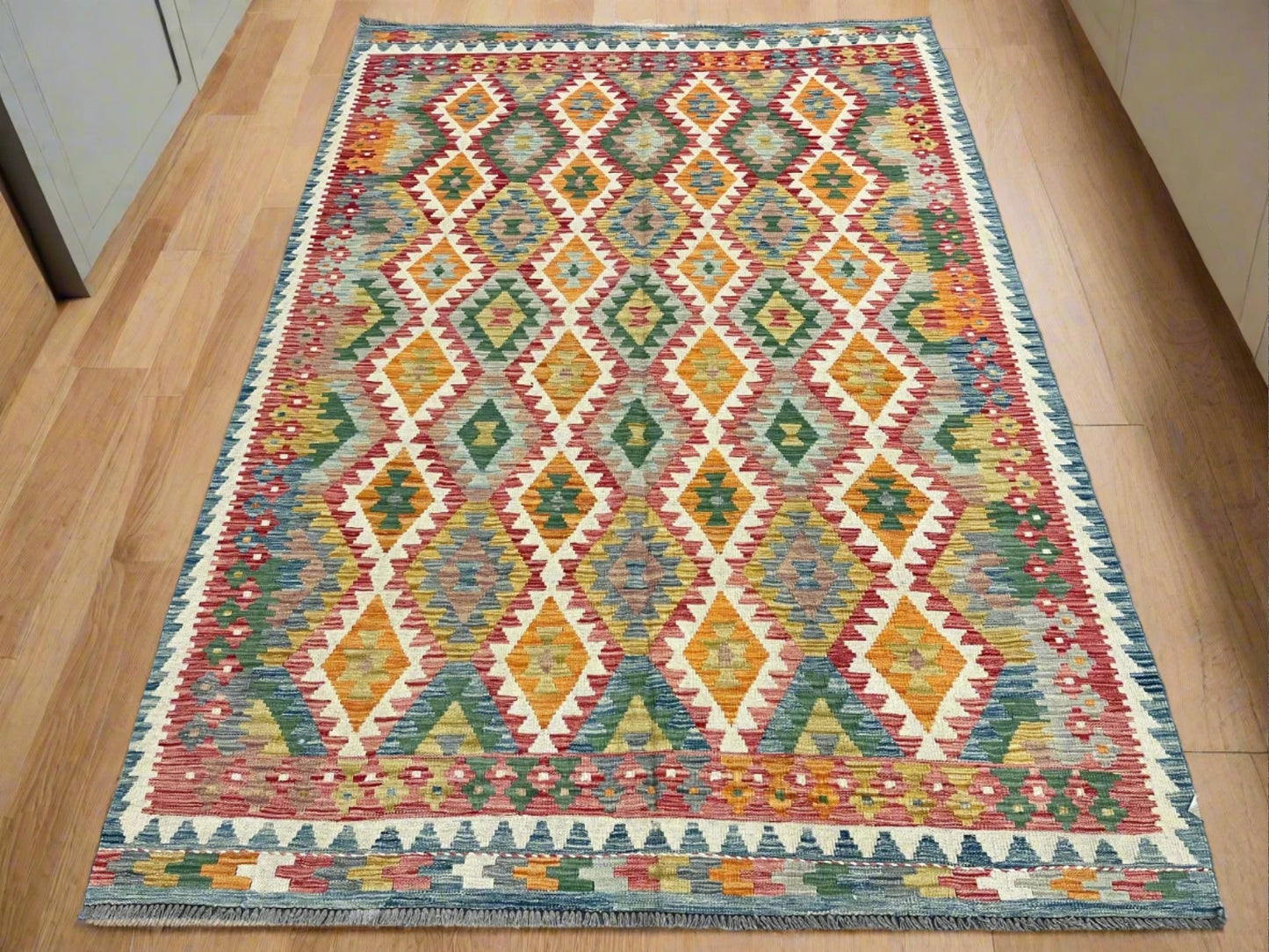 Kilim 6X9 Flatweave Reversible Multicolor Wool Rug # 13566