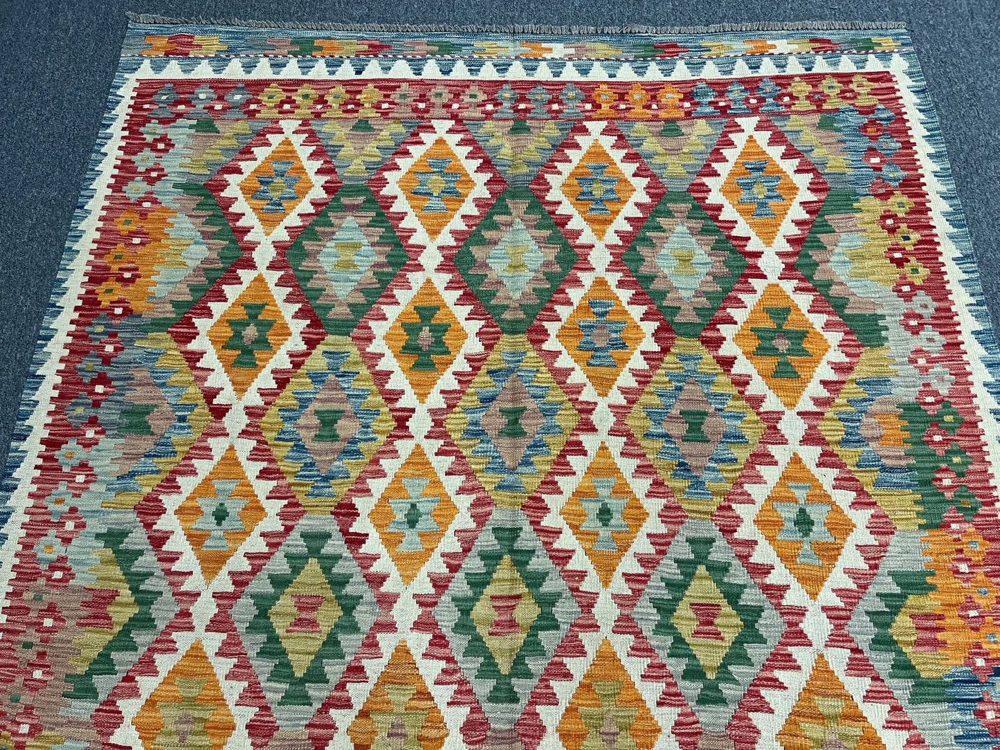 Kilim 6X9 Flatweave Reversible Multicolor Wool Rug # 13566