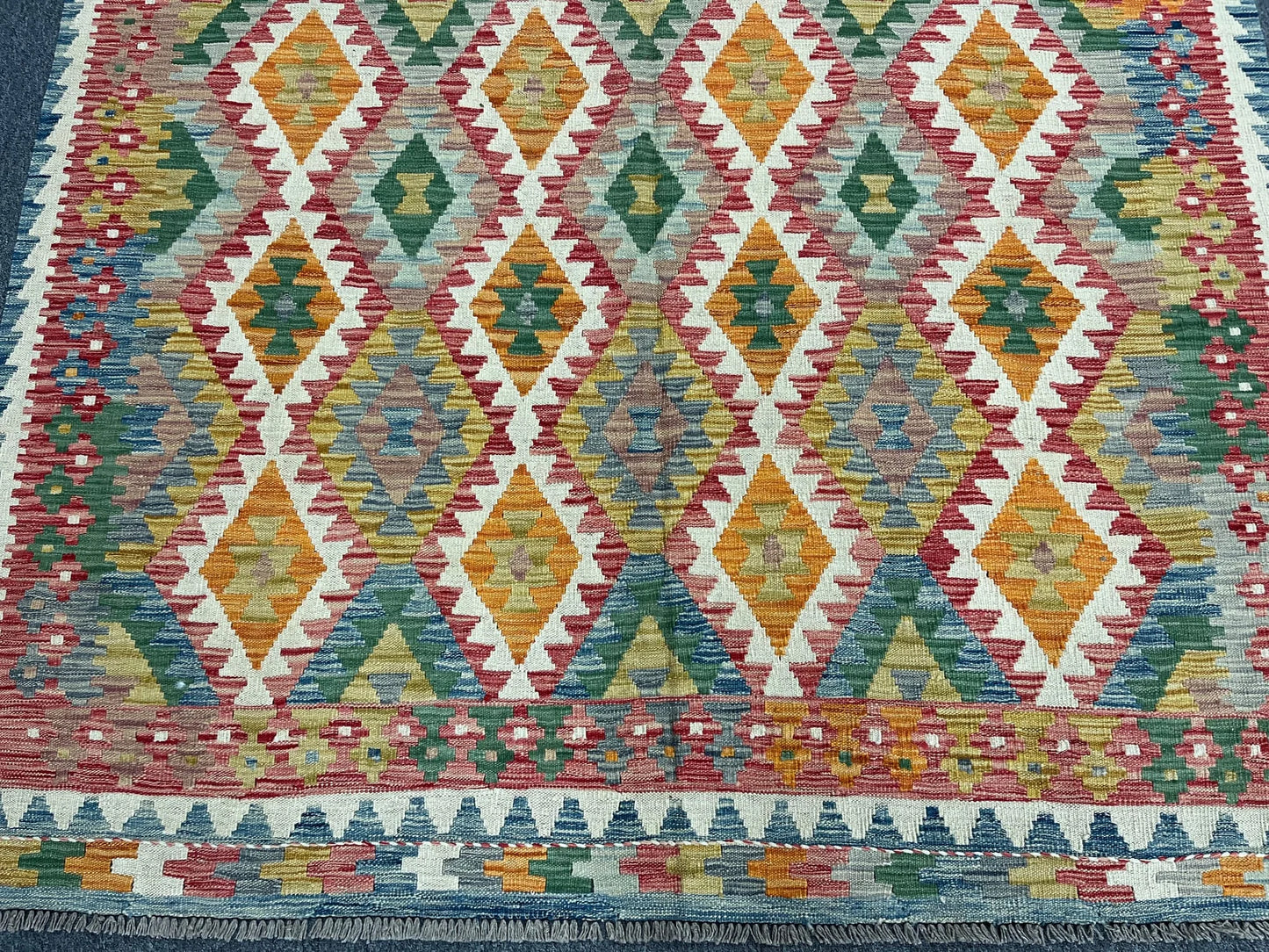 Kilim 6X9 Flatweave Reversible Multicolor Wool Rug # 13566