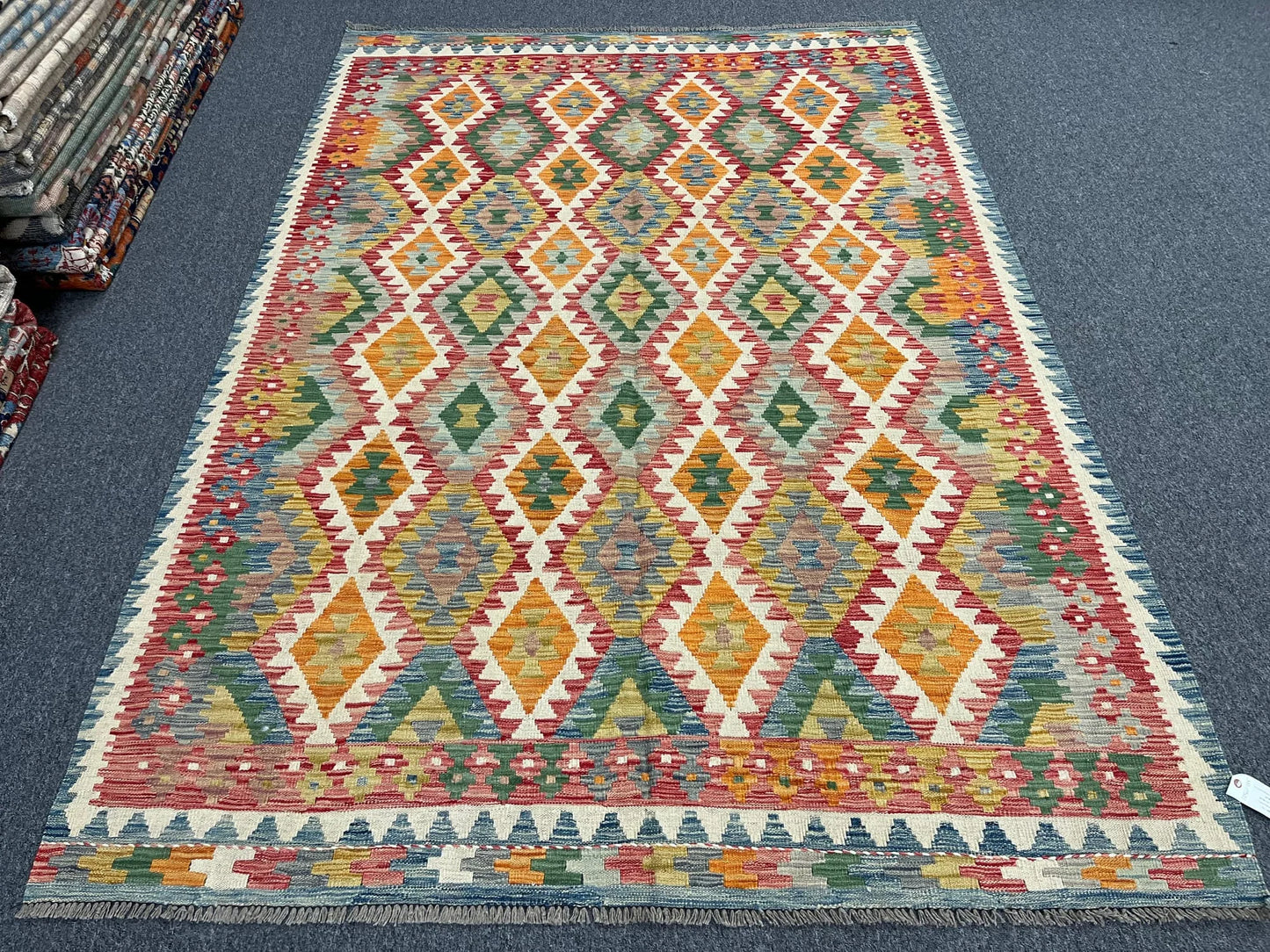 Kilim 6X9 Flatweave Reversible Multicolor Wool Rug # 13566