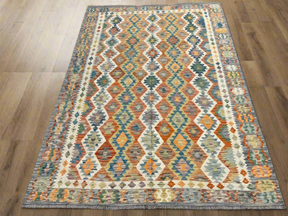 Kilim 6X9 Flatweave Reversible Multicolor Wool Rug # 13565