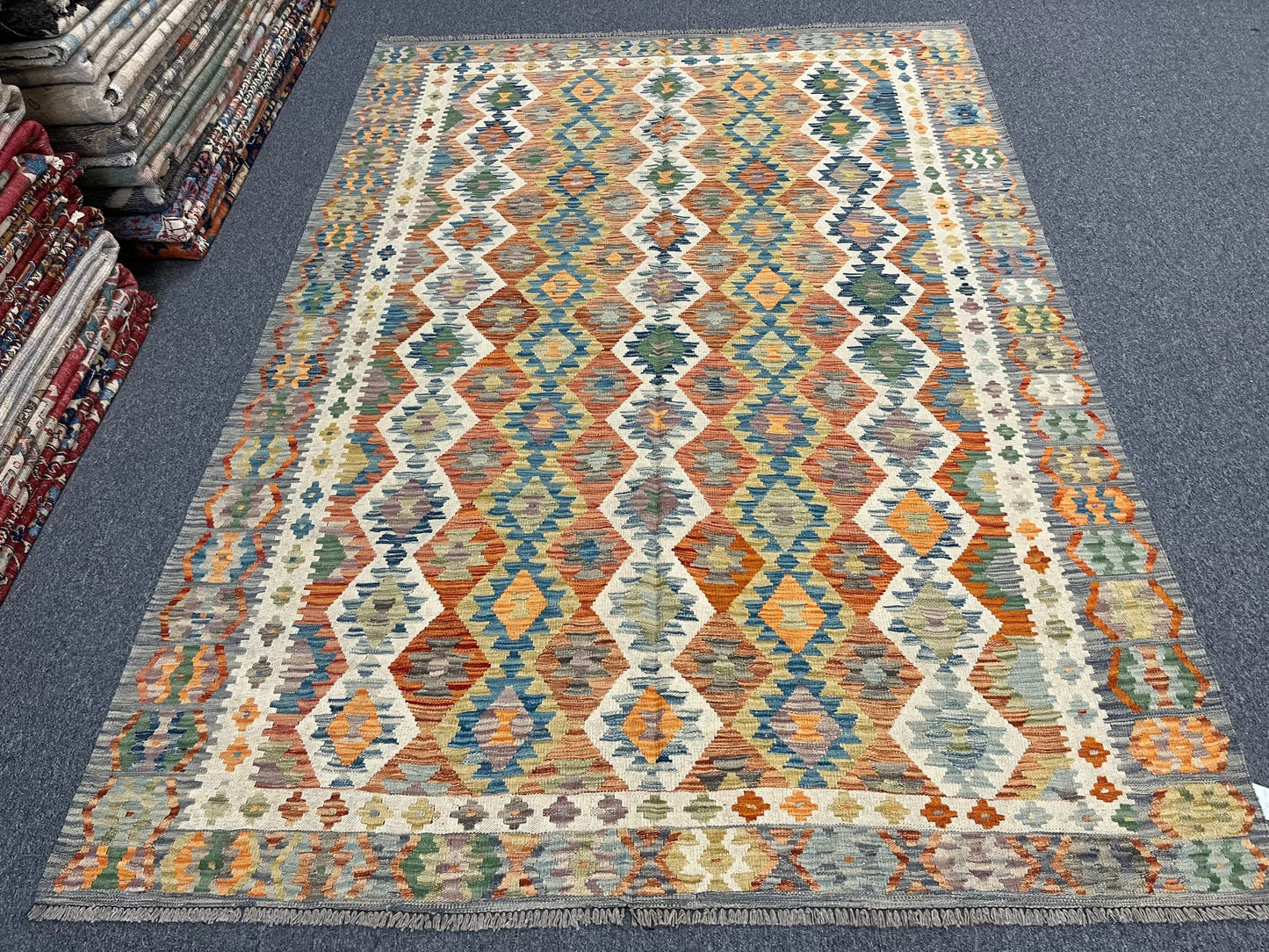 Kilim 6X9 Flatweave Reversible Multicolor Wool Rug # 13565