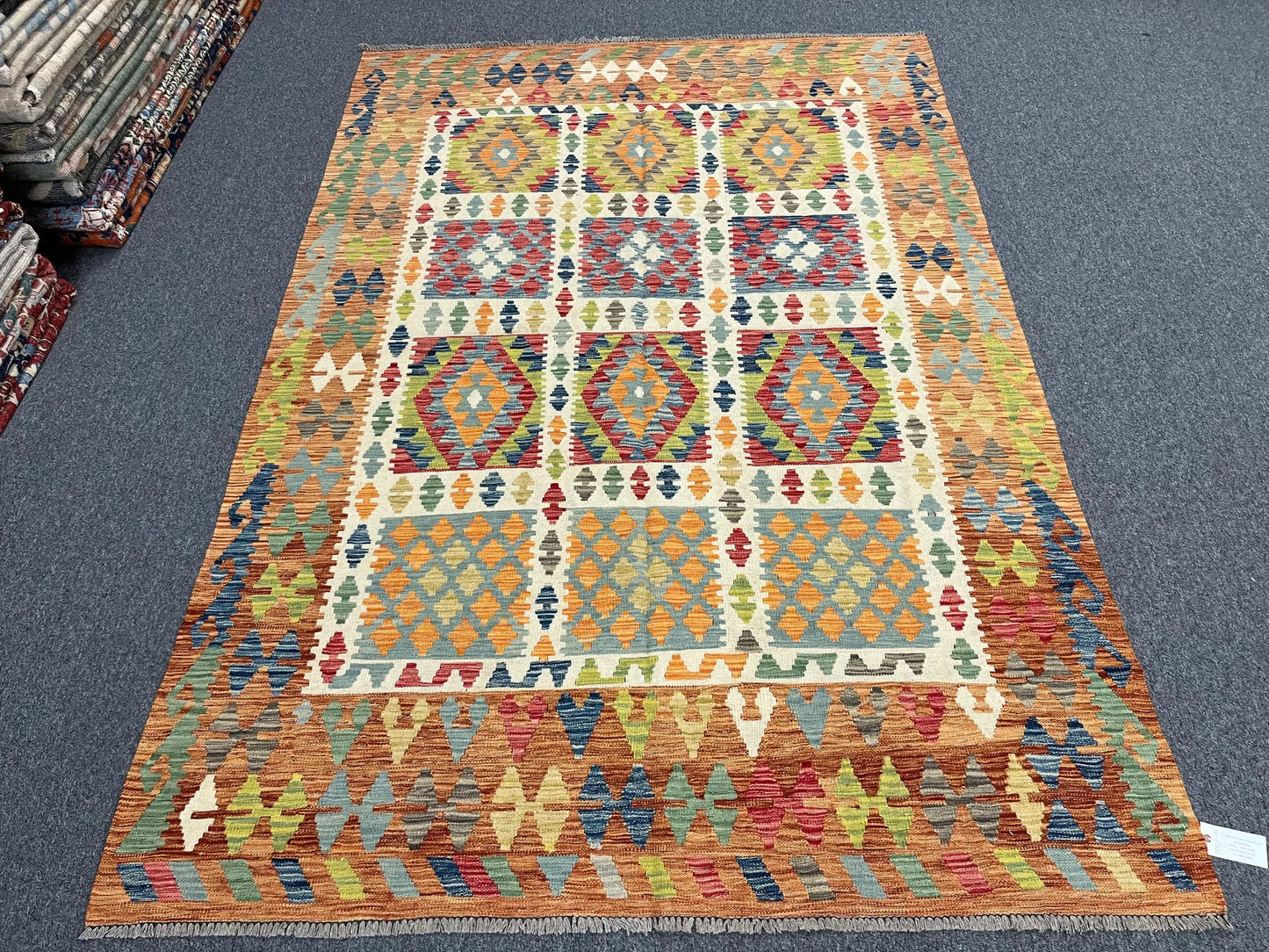 Kilim 6X9 Flatweave Reversible Multicolor Wool Rug # 13564