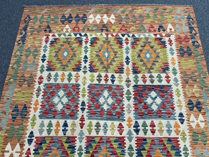 Kilim 6X9 Flatweave Reversible Multicolor Wool Rug # 13564