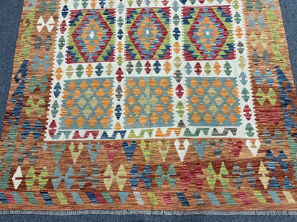 Kilim 6X9 Flatweave Reversible Multicolor Wool Rug # 13564