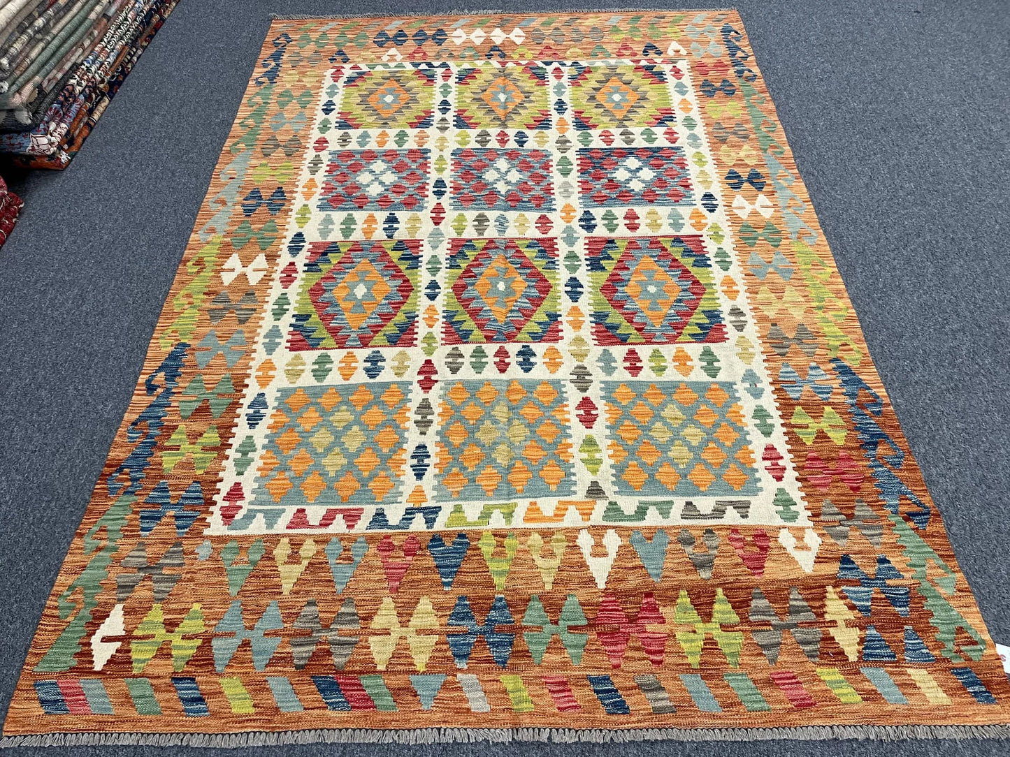 Kilim 6X9 Flatweave Reversible Multicolor Wool Rug # 13564