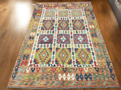 Kilim 6X9 Flatweave Reversible Multicolor Wool Rug # 13564