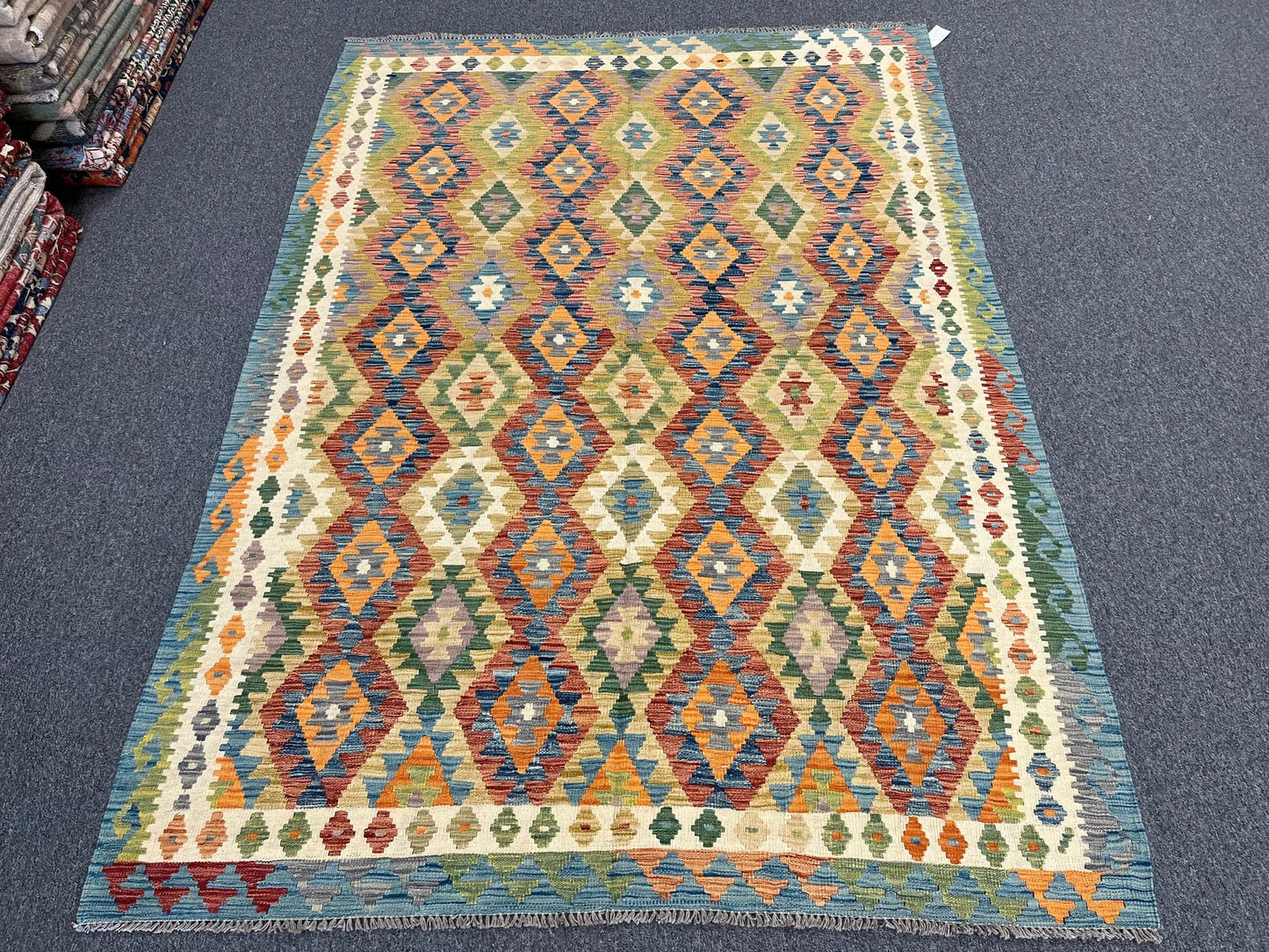 Kilim 6X9 Flatweave Reversible Multicolor Wool Rug # 13549