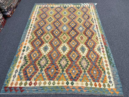 Kilim 6X9 Flatweave Reversible Multicolor Wool Rug # 13549