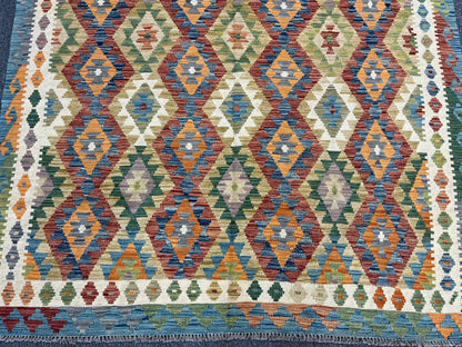 Kilim 6X9 Flatweave Reversible Multicolor Wool Rug # 13549