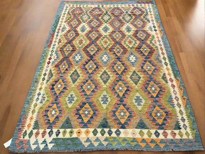 Kilim 6X9 Flatweave Reversible Multicolor Wool Rug # 13549