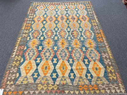 Kilim 6X9 Flatweave Reversible Multicolor Wool Rug # 13554