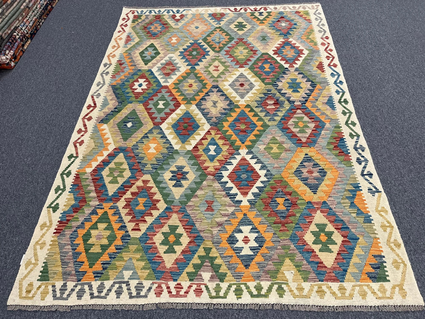 Kilim 6X9 Flatweave Reversible Multicolor Wool Rug # 13572