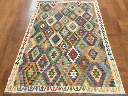 Kilim 6X9 Flatweave Reversible Multicolor Wool Rug # 13572