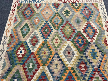 Kilim 6X9 Flatweave Reversible Multicolor Wool Rug # 13572