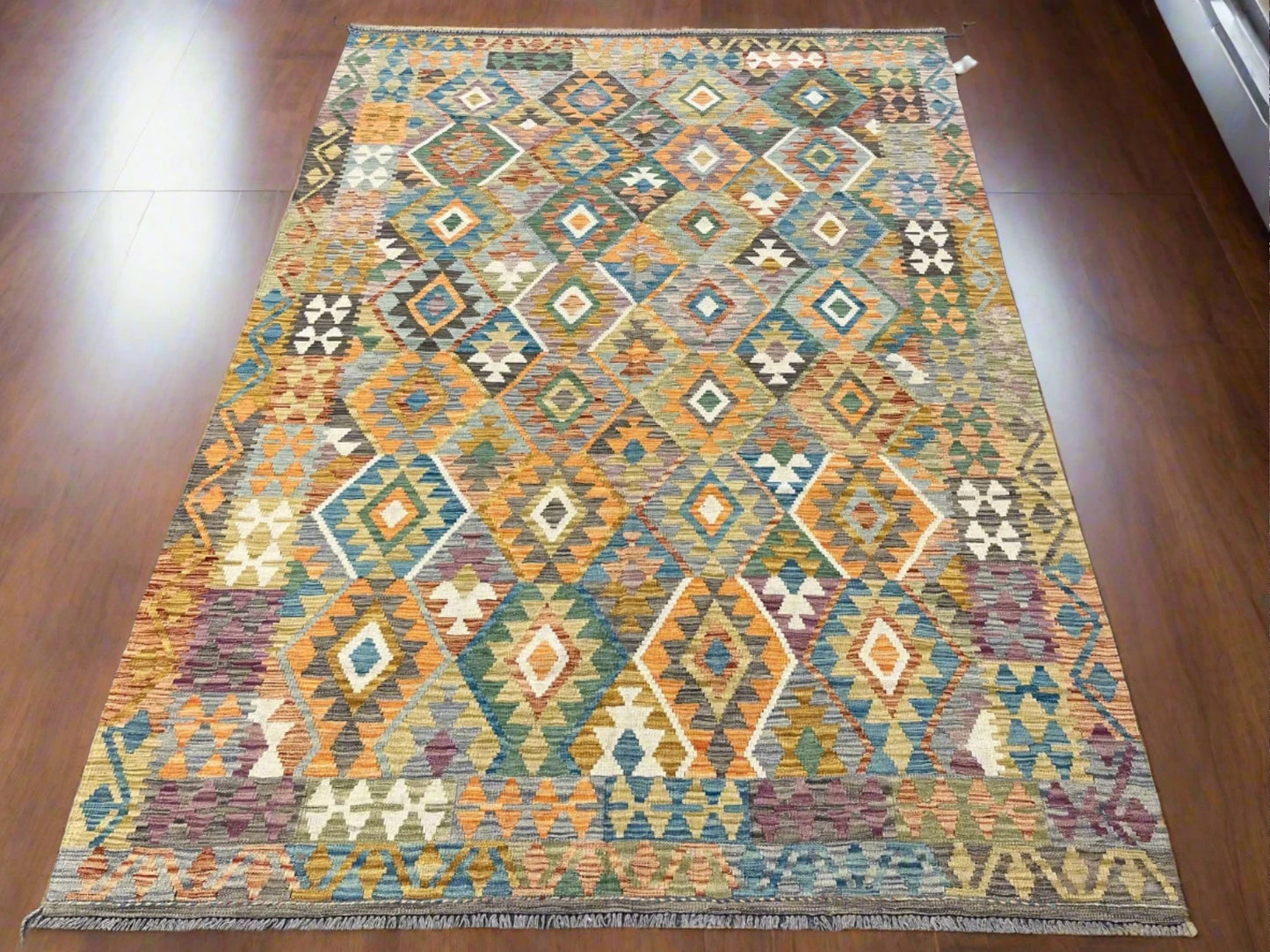 Kilim 6X9 Flatweave Reversible Multicolor Wool Rug # 13570