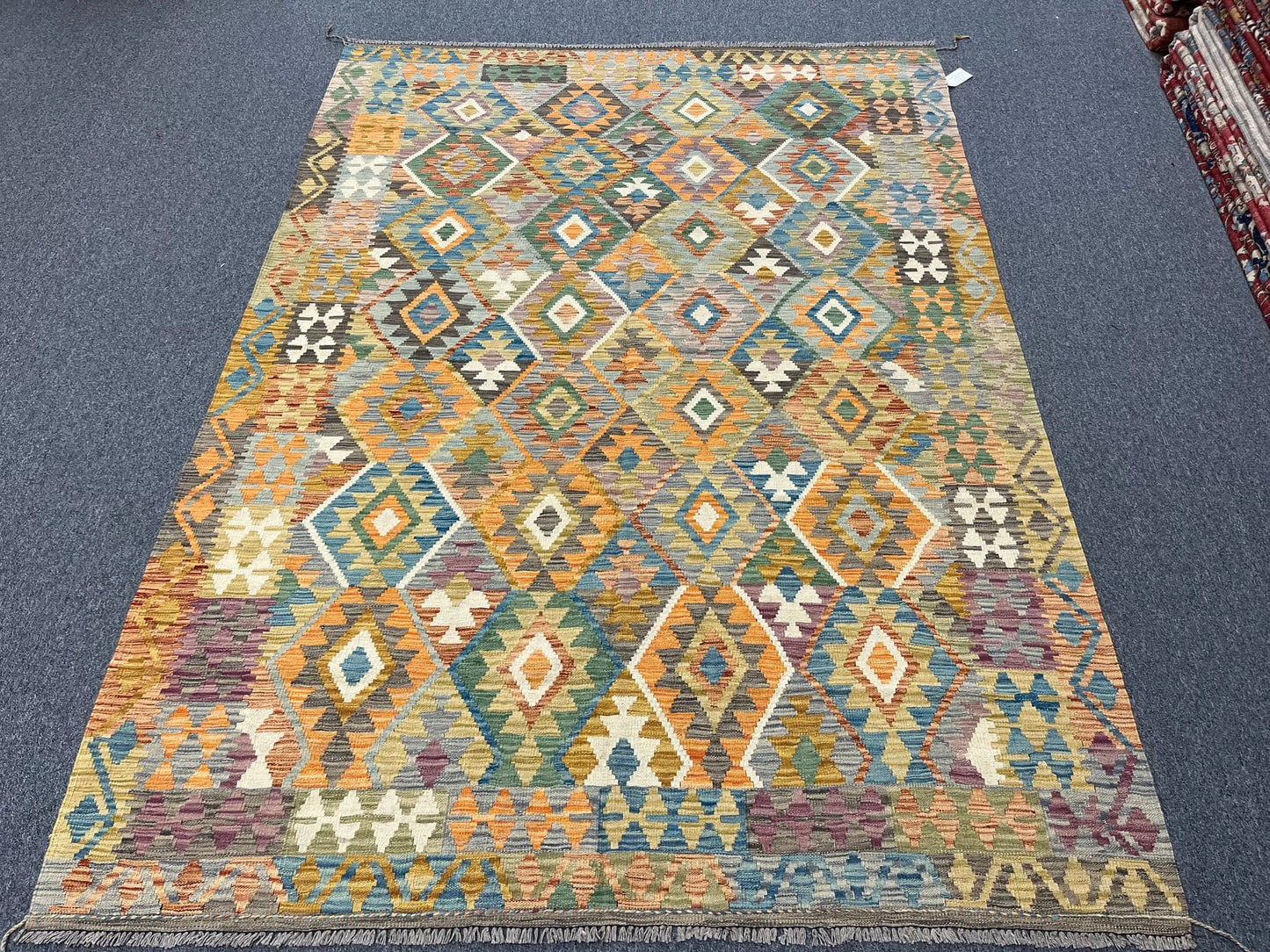 Kilim 6X9 Flatweave Reversible Multicolor Wool Rug # 13570