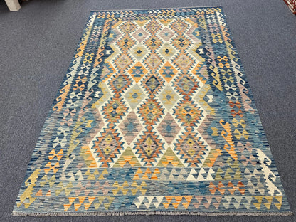 Kilim 6X9 Flatweave Reversible Multicolor Wool Rug # 13571