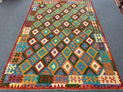 Flatweave 7X10 Kilim Reversible Multicolor Wool Rug # 13569