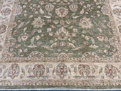 Oushak Chobi Soft Green 9X12 Handmade Wool Rug # 13575