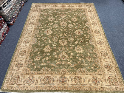 Oushak Chobi Soft Green 9X12 Handmade Wool Rug # 13575