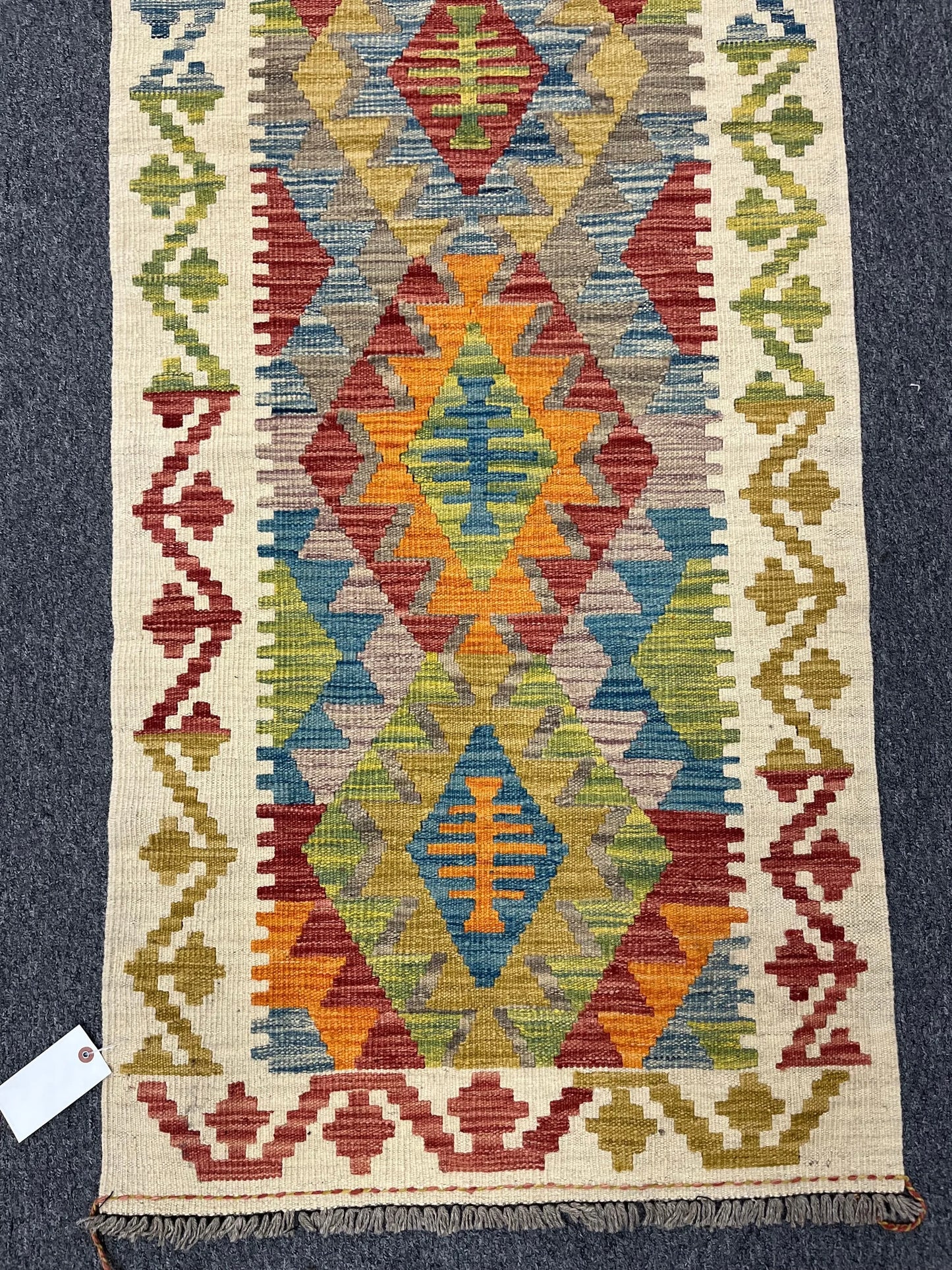 Flatweave Reversible Kilim 2' 6"X8' Multicolor Wool Rug # 13533