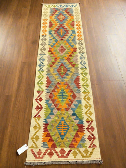 Flatweave Reversible Kilim 2' 6"X8' Multicolor Wool Rug # 13533