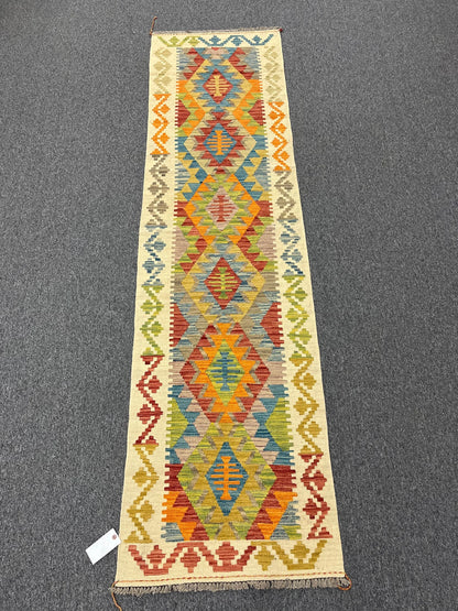 Flatweave Reversible Kilim 2' 6"X8' Multicolor Wool Rug # 13533