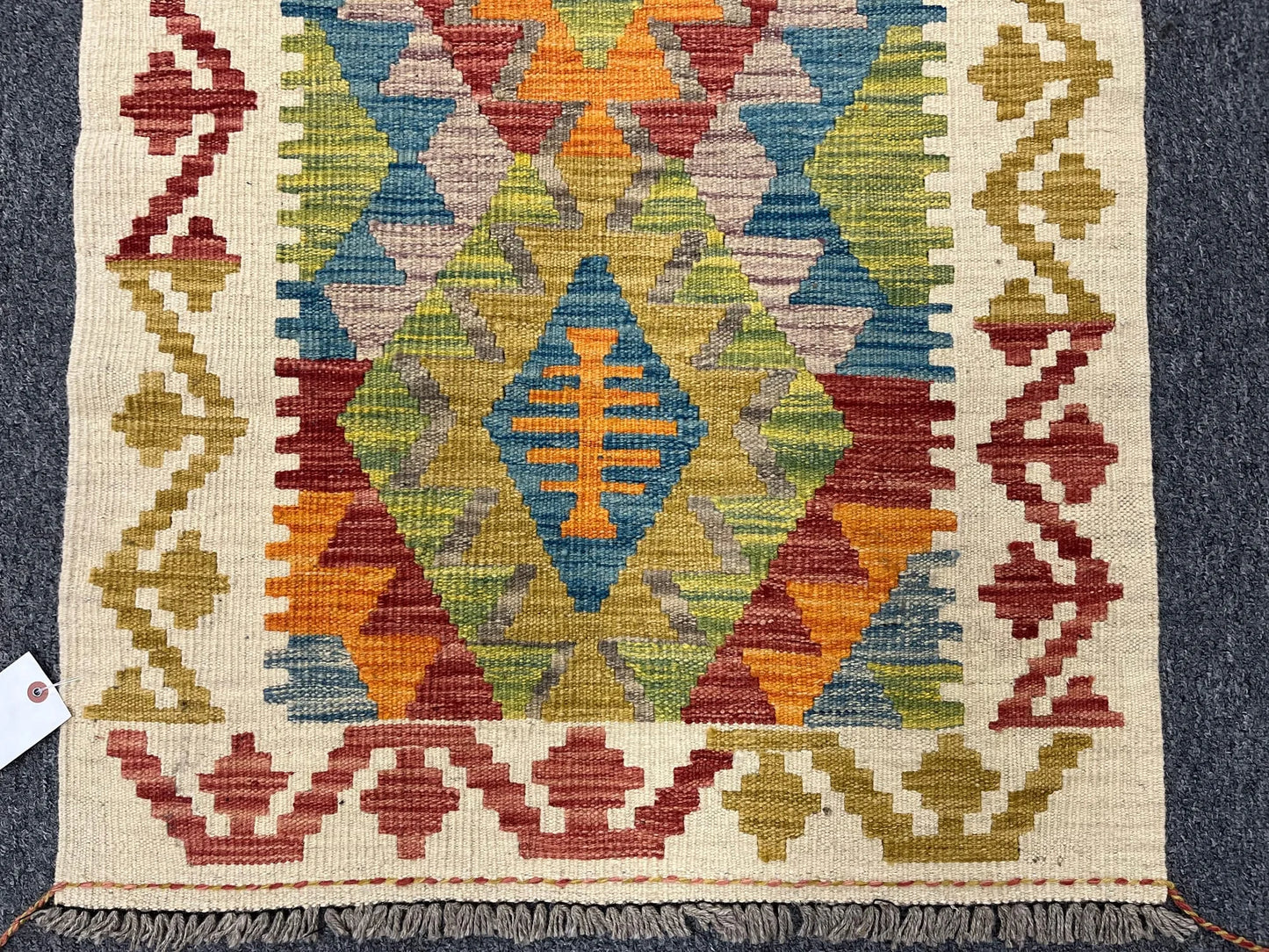 Flatweave Reversible Kilim 2' 6"X8' Multicolor Wool Rug # 13533