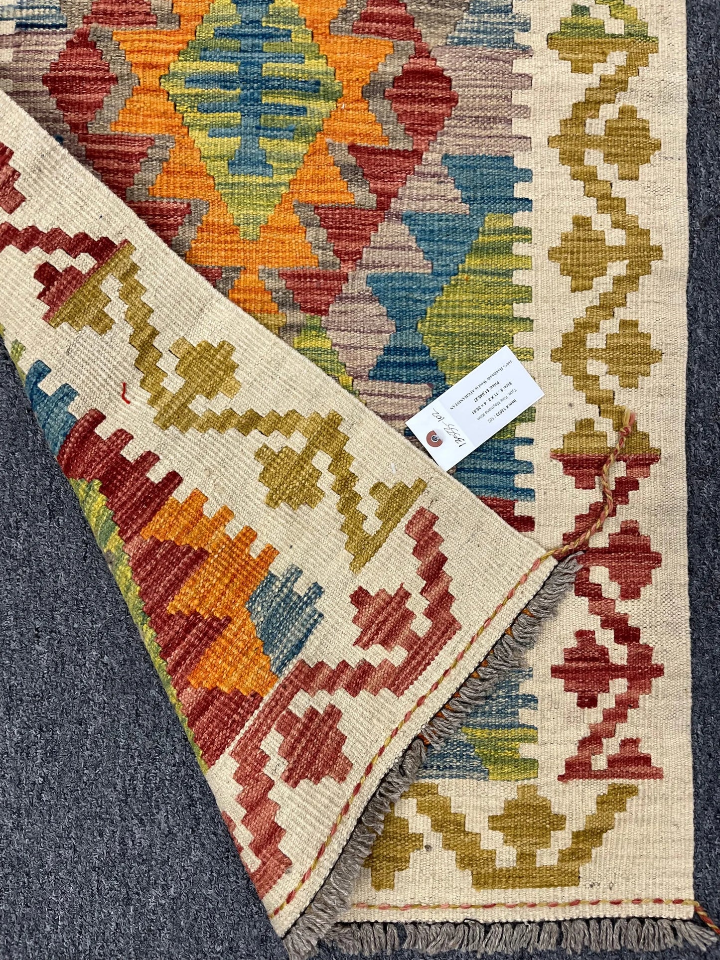 Flatweave Reversible Kilim 2' 6"X8' Multicolor Wool Rug # 13533