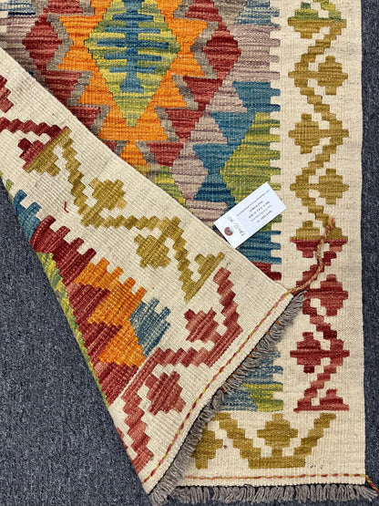 Flatweave Reversible Kilim 2' 6"X8' Multicolor Wool Rug # 13533