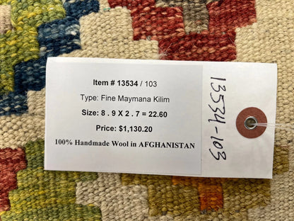 Flatweave Reversible Kilim 2' 6"X9' Multicolor Wool Rug # 13534