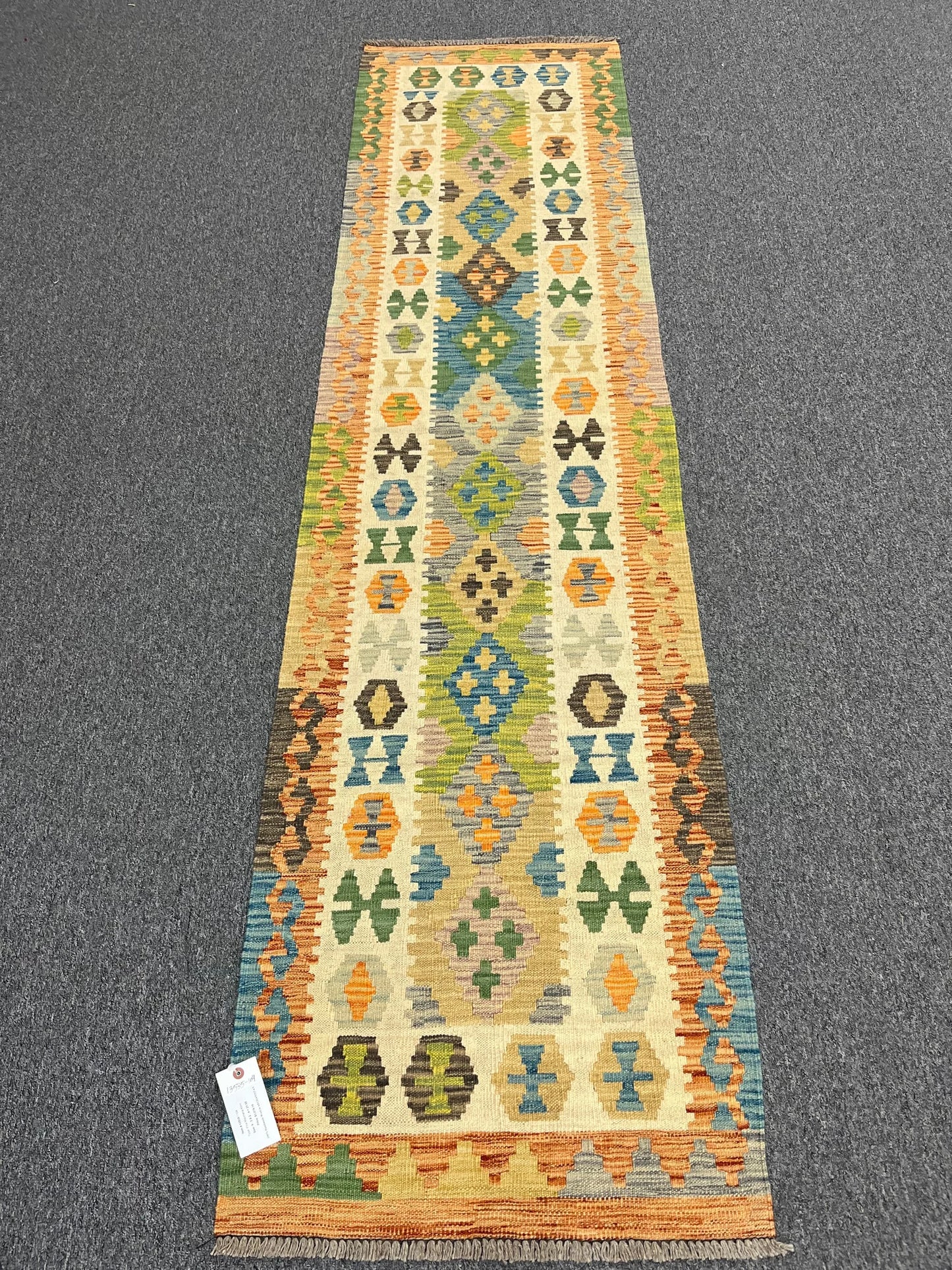 Flatweave Reversible Kilim 2' 4"X9' Multicolor Wool Rug # 13535