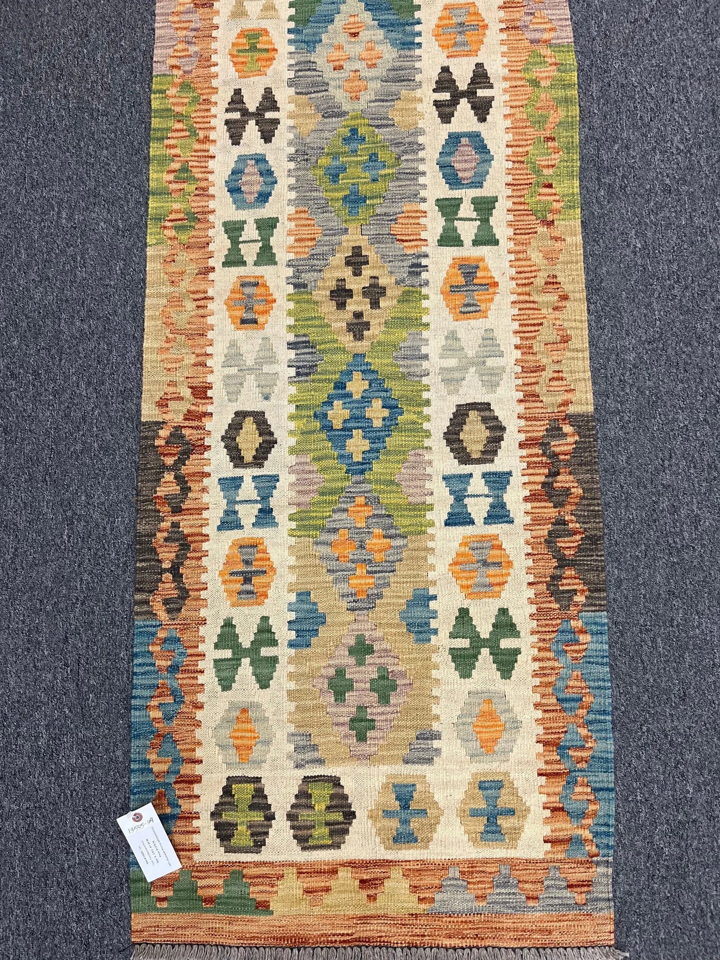 Flatweave Reversible Kilim 2' 4"X9' Multicolor Wool Rug # 13535