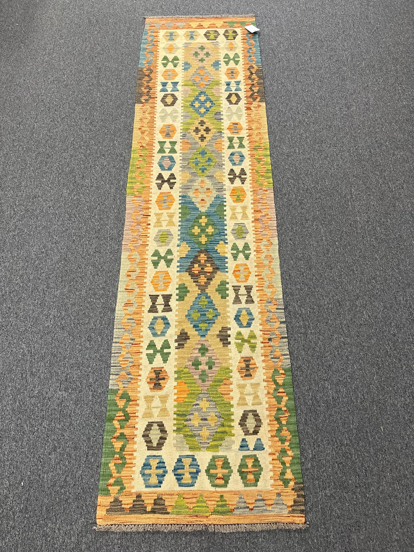 Flatweave Reversible Kilim 2' 4"X9' Multicolor Wool Rug # 13535