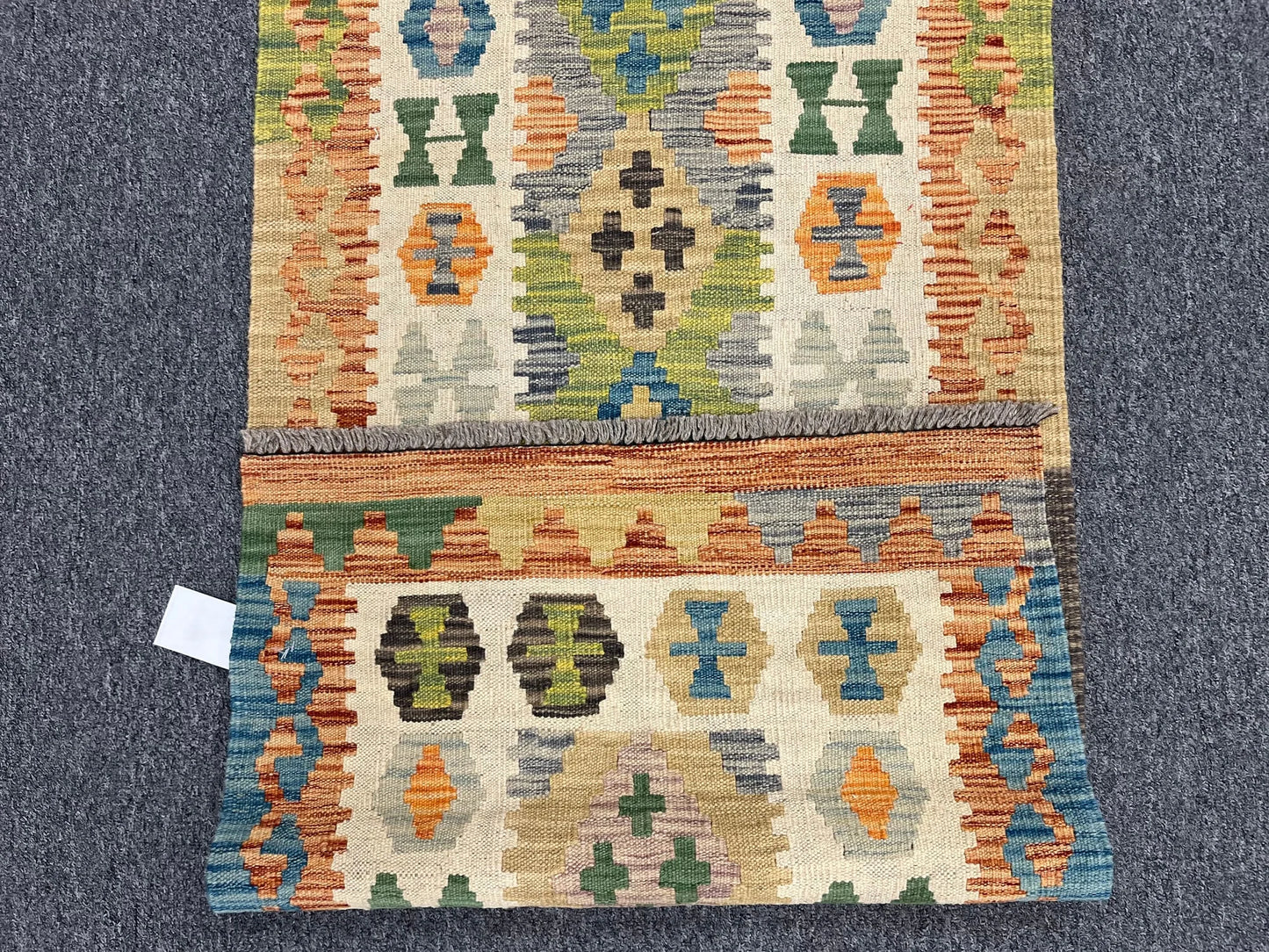 Flatweave Reversible Kilim 2' 4"X9' Multicolor Wool Rug # 13535