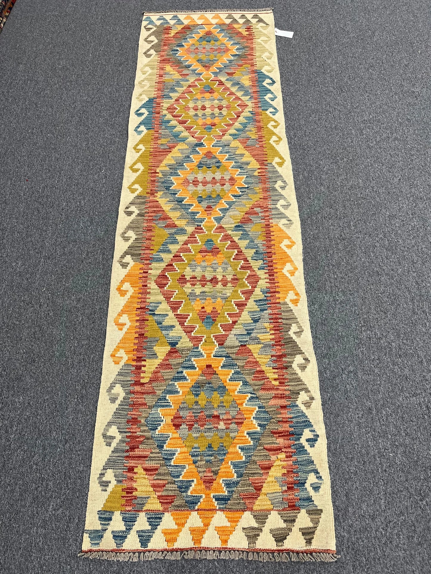 Flatweave Reversible Kilim 2' 4"X9' Multicolor Wool Rug # 13538