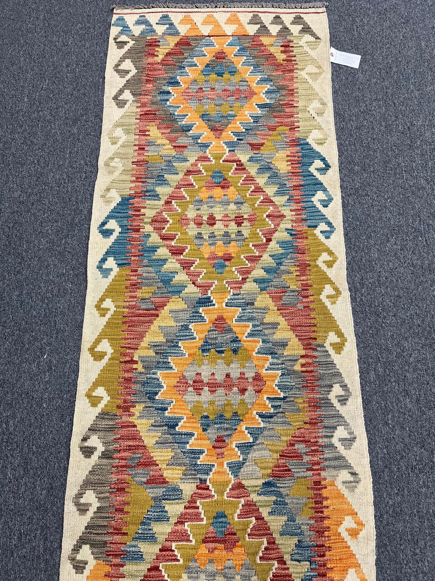 Flatweave Reversible Kilim 2' 4"X9' Multicolor Wool Rug # 13538