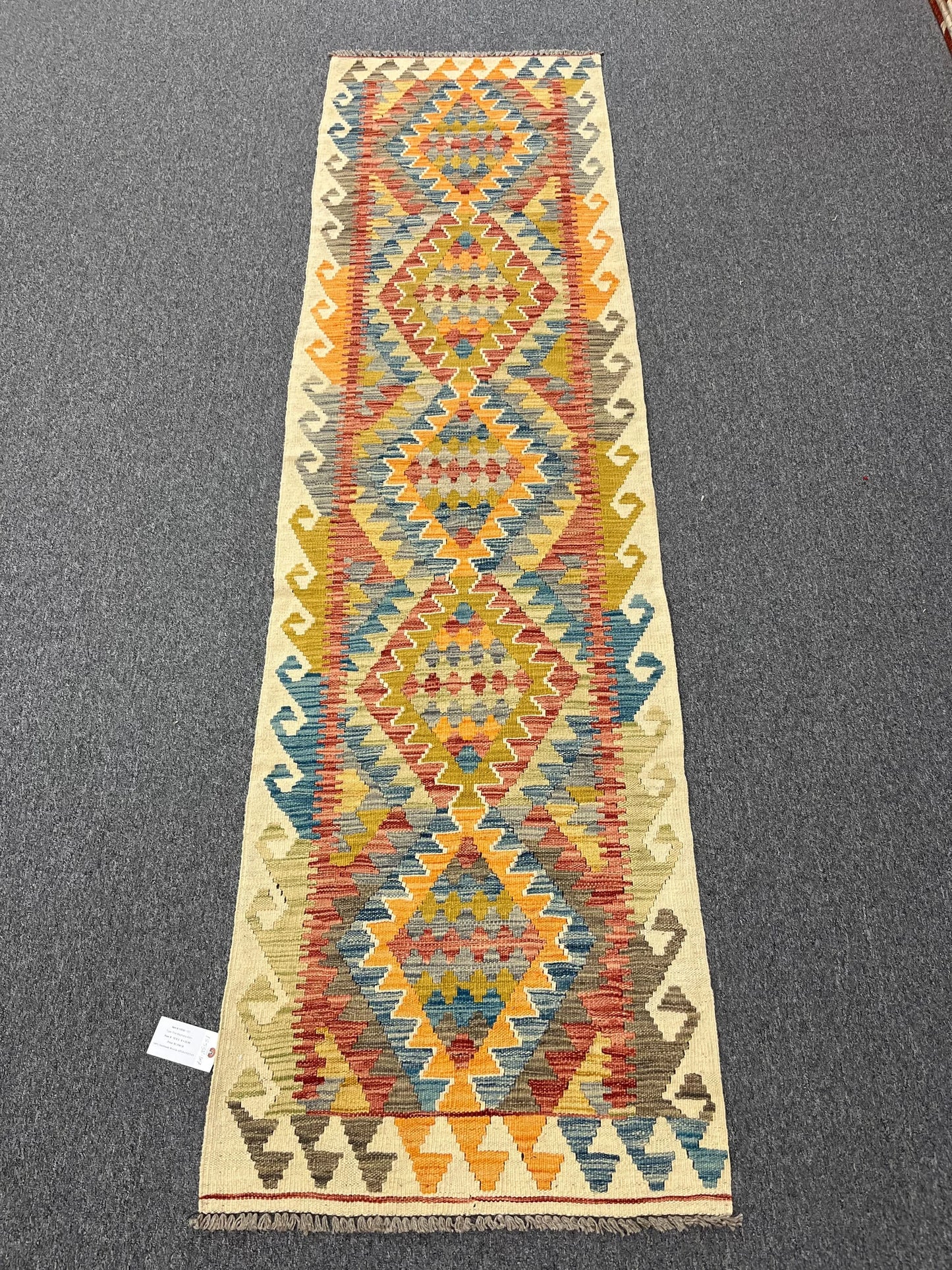 Flatweave Reversible Kilim 2' 4"X9' Multicolor Wool Rug # 13538