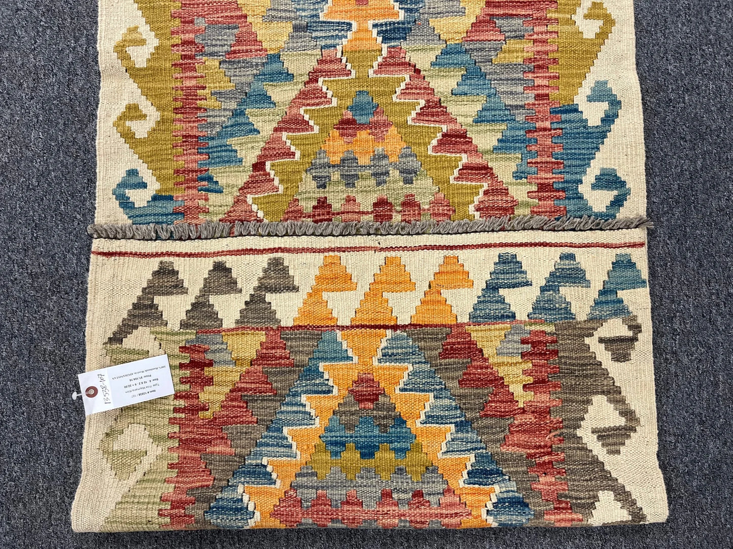 Flatweave Reversible Kilim 2' 4"X9' Multicolor Wool Rug # 13538