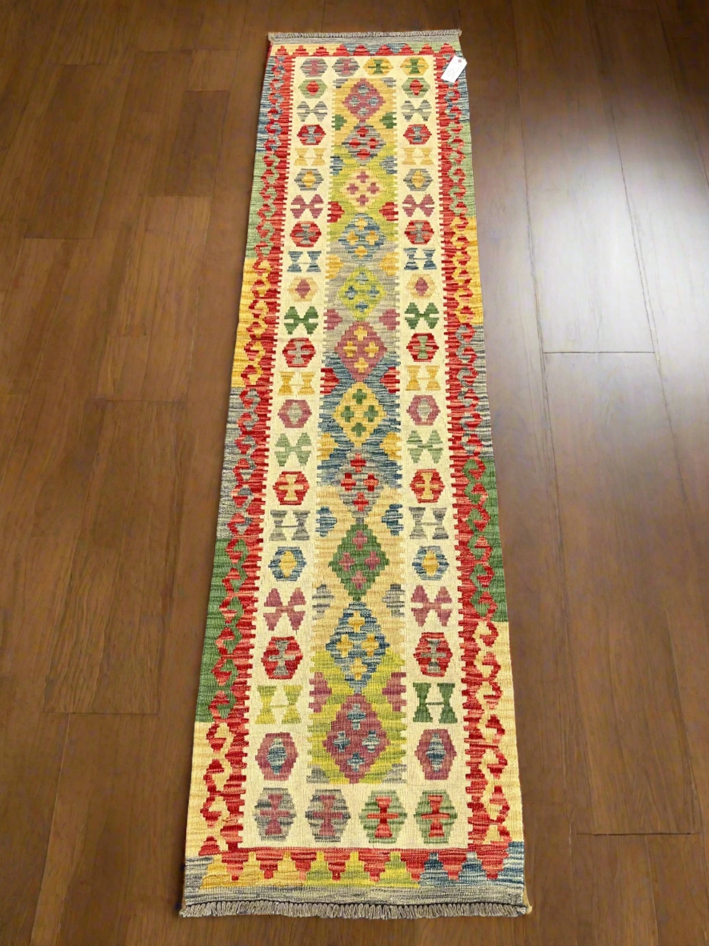 Flatweave Reversible Kilim 2' 4"X9' Multicolor Wool Rug # 13539