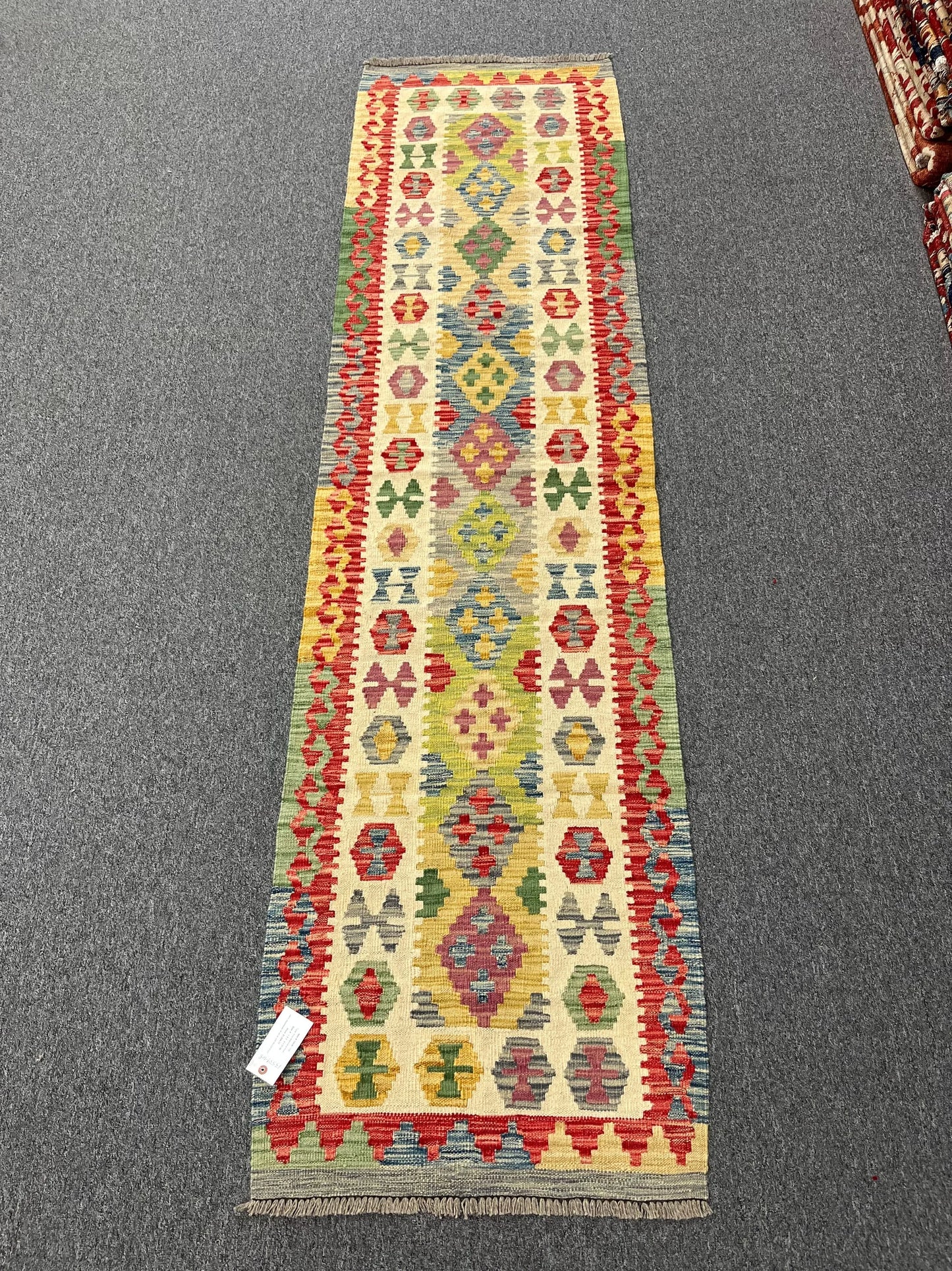 Flatweave Reversible Kilim 2' 4"X9' Multicolor Wool Rug # 13539