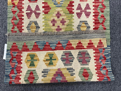 Flatweave Reversible Kilim 2' 4"X9' Multicolor Wool Rug # 13539