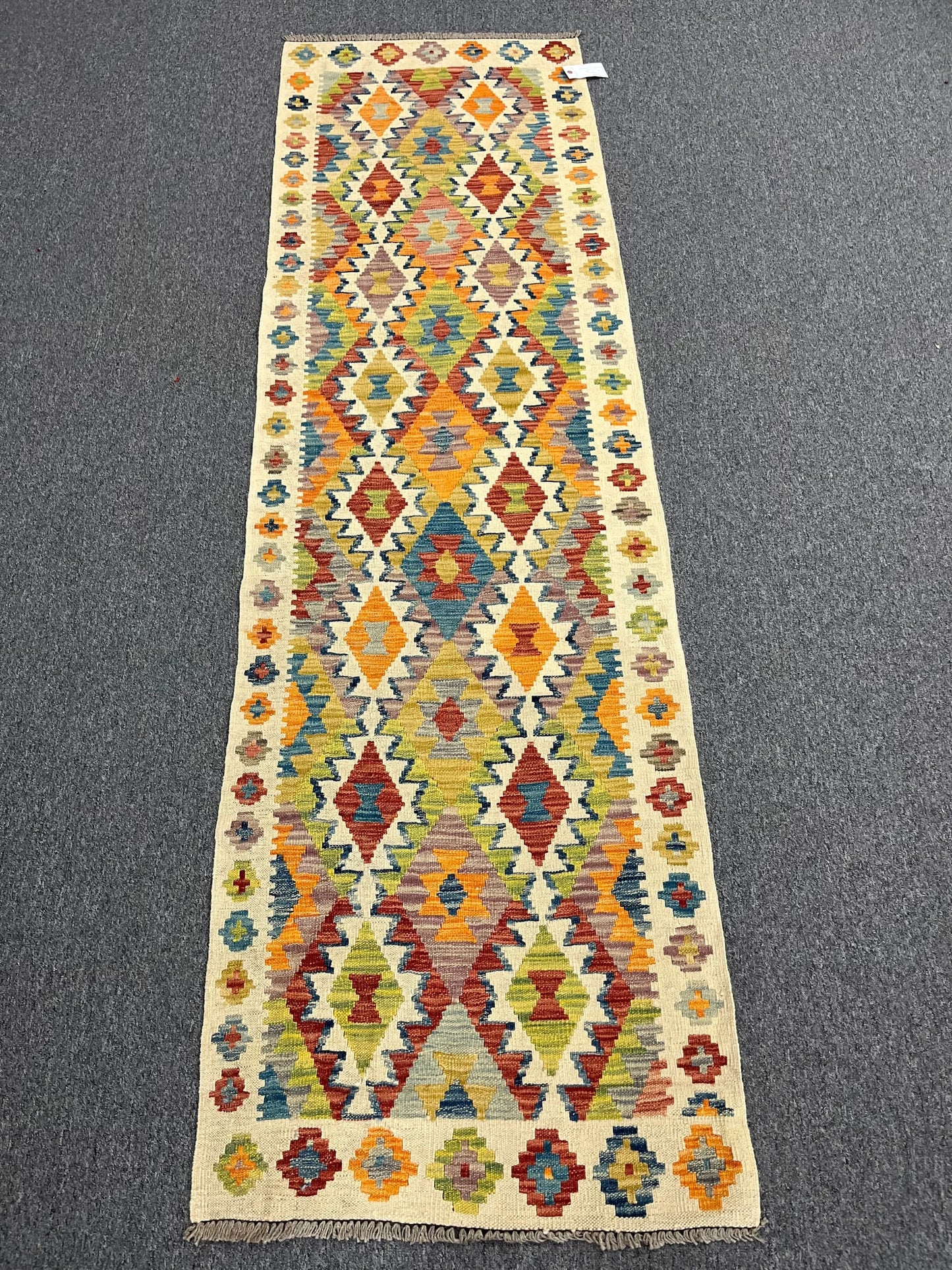 Flatweave Reversible Kilim 2' 7"X9' Multicolor Wool Rug # 13540