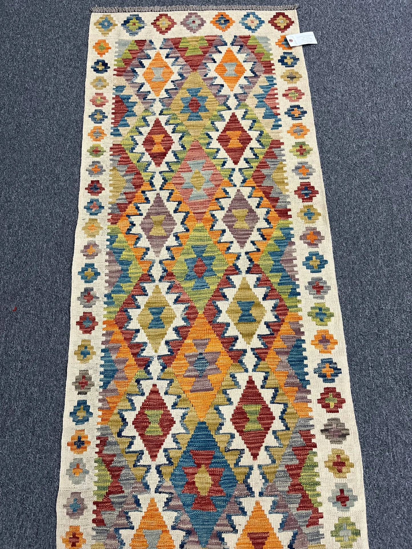 Flatweave Reversible Kilim 2' 7"X9' Multicolor Wool Rug # 13540