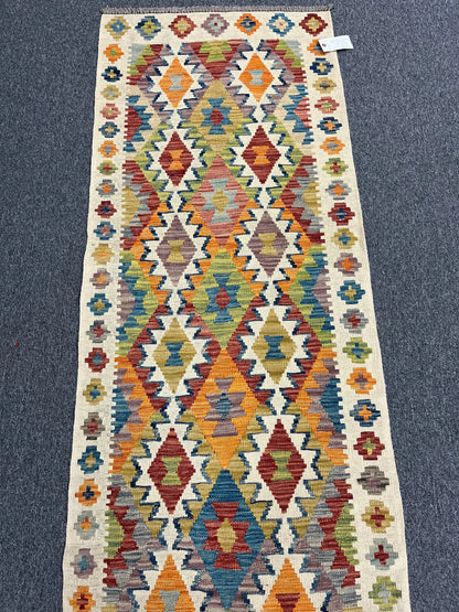 Flatweave Reversible Kilim 2' 7"X9' Multicolor Wool Rug # 13540