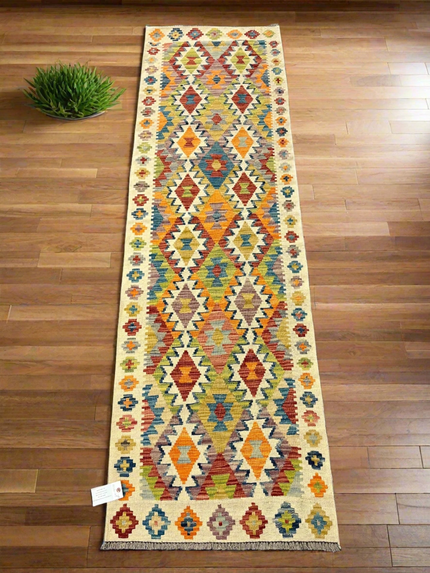 Flatweave Reversible Kilim 2' 7"X9' Multicolor Wool Rug # 13540