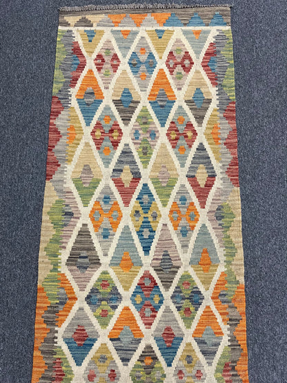 Flatweave Reversible Kilim 2' 5"X7' Multicolor Wool Rug # 13541