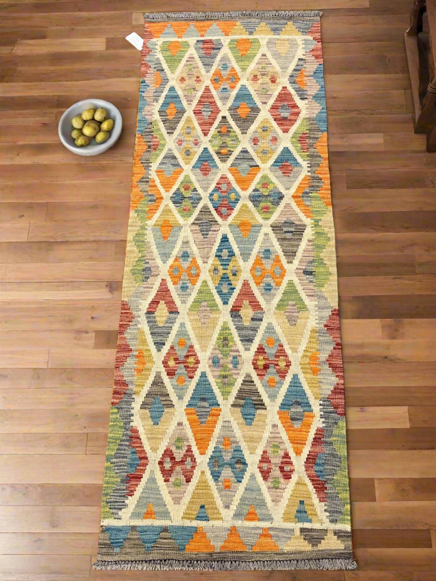 Flatweave Reversible Kilim 2' 5"X7' Multicolor Wool Rug # 13541