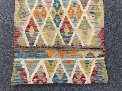 Flatweave Reversible Kilim 2' 5"X7' Multicolor Wool Rug # 13541